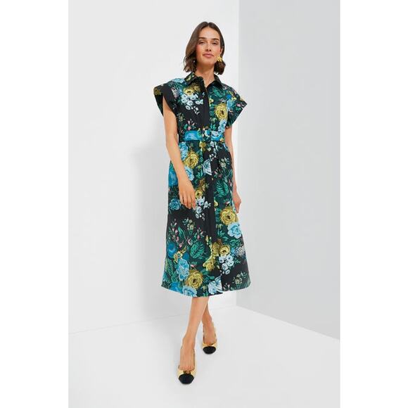 Tuckernuck Dresses & Skirts - TUCKERNUCK Black Verdant Floral Chloe Dress NWT Size Large (Missing Belt)
